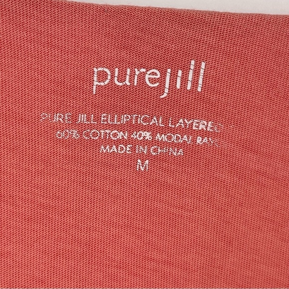 Pure J Jill Womens Size Medium Elliptical Layered Blouse Top peach Scoop Neck - Picture 5 of 6